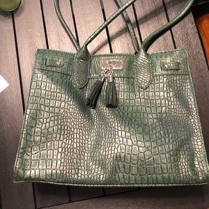 Liz Claiborne emerald green alligator purse
